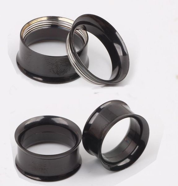 

f16 mix 520mm 144pcs stainless steel black ear tunnel body jewelry double flare flesh tunnel internally threaded4555102, Silver