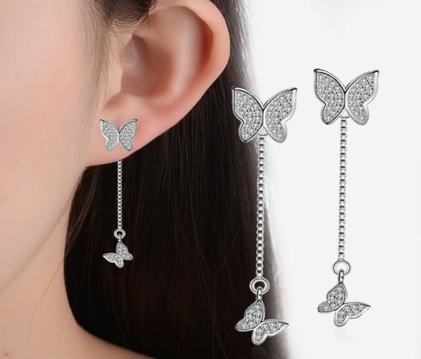 

heart ornament butterfly back hanging long tassel for women japan and korea simple fashion earrings with diamond ob7s6811392, Golden