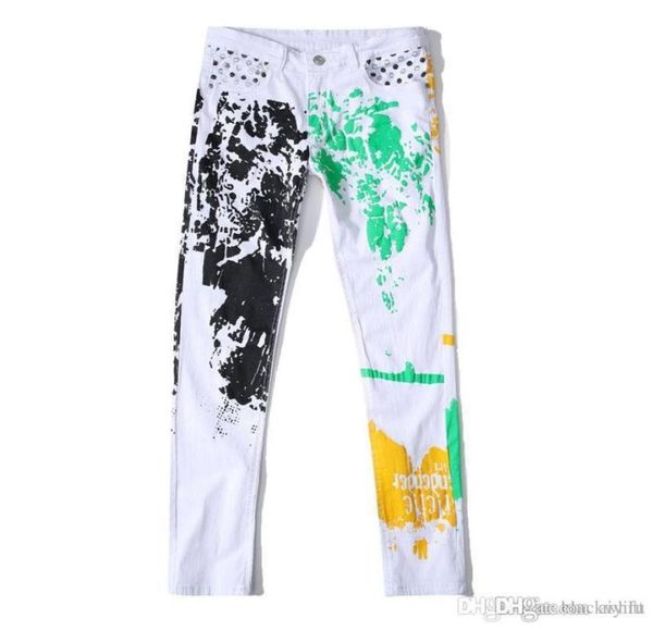 

new mens white ripped jeans casual distressed skinny jeans thinning cargo hip hop male trousers jeans7027565, Blue
