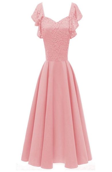 

vintage pink lace dresses women cap sleeve patchwork elastic ladylike prom elegant retro a line party dress dk9032cl9639171, White;black