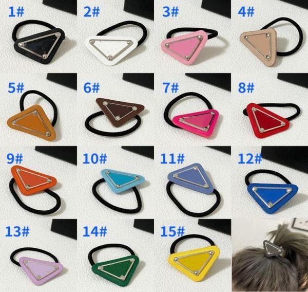 

p designers daily wear women beautiful elastic hair rubber bands mix colors triangle letter pattern womens hair jewelry gift 15col8756733, Pink