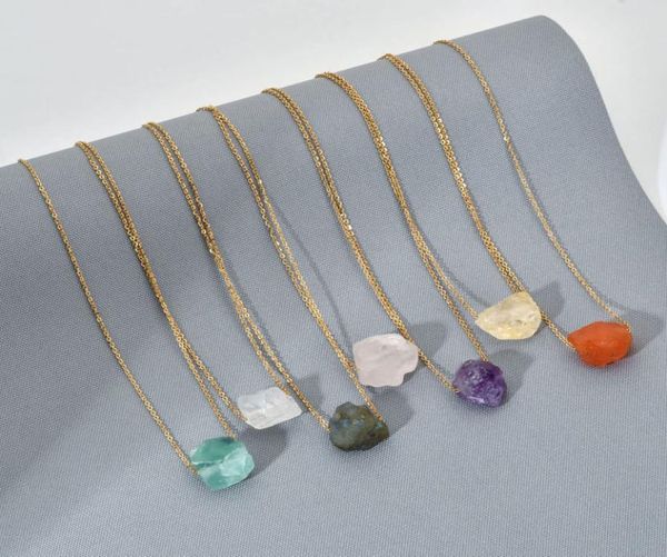 

irregular natural crystal stone gold plated chain pendant necklaces chokers for women girl party club fashion jewelry9188080, Silver
