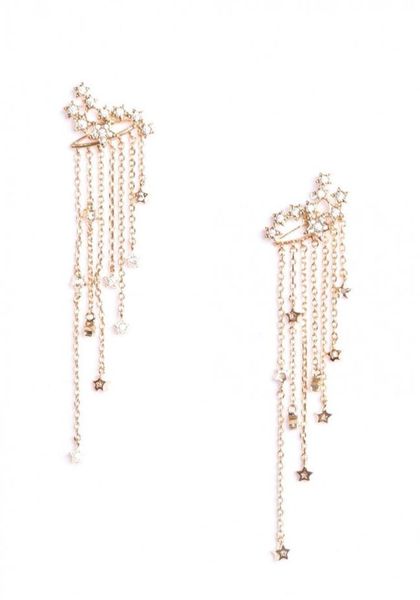 

wholestar tassel earrings crystal earrings ear cuff women fashion jewelry will and sandy9007019, Silver
