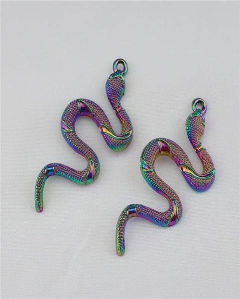 

10pcs rainbow punk cobra viper pendant diy necklace women men jewelry1557469, Silver