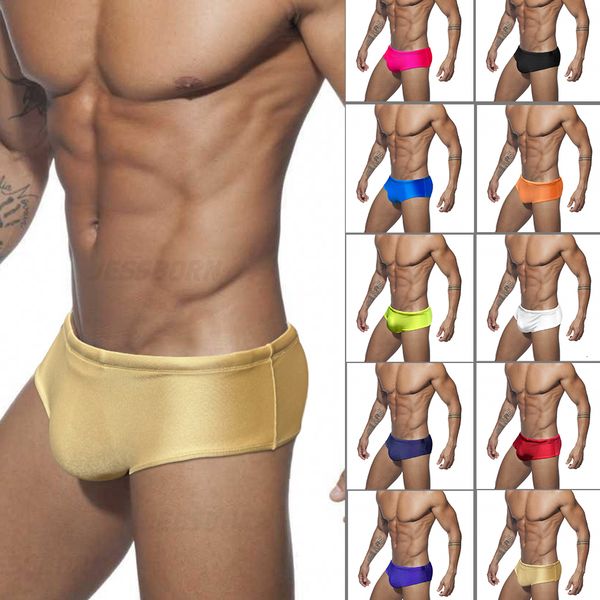 

men's swimwear swimming solid color boxer briefs shorts shiny fashion low waist antiawkward beach 230711