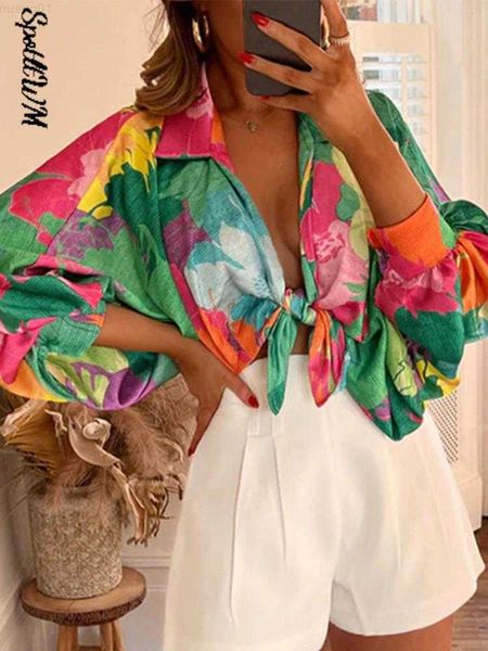 

women's blouses shirts women new printed lantern long sleeve blouse 2022 summer fashion casual lapel shirt female breathable chiffon ca, White
