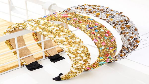 

rainbow rhinestone padded headbands for women girls full diamond sponge hairbands women crystal hair accessories8823444, Silver