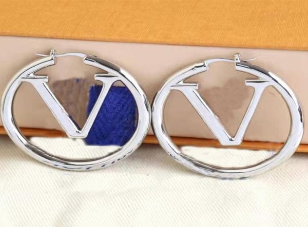 

2021 designer earrings fashion gold hoop earrings for lady women party earring new wedding lovers gift engagement jewelry for 9514633, Golden;silver