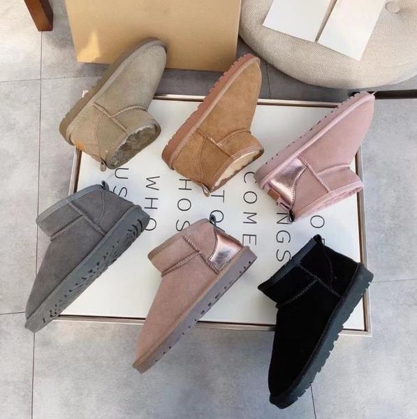 

ultra mini boot designer woman platform snow boots australia fur warm shoes real leather chestnut ankle fluffy booties for women antelope br, Black