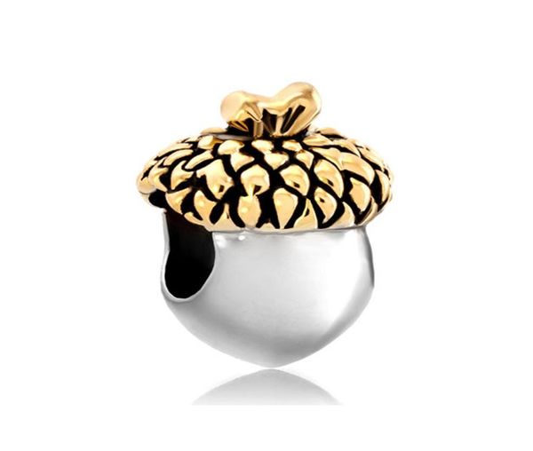 

hand craft jewelry filbert hazelnut bead european charm in gold plated fits for charms bracelet6835562, Black