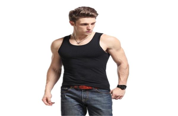 

whole men tank 2016 100 cotton undershirt bodybuilding fitness sleeveless vest fashion clothing men tank to9095234, White;black