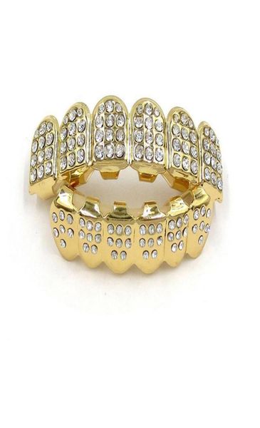 

gold color iced out teeth grin bottom bling men women jewelry new2403487, Black