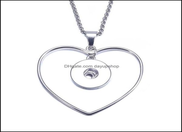 

pendant necklaces noosa snap button jewelry heart circle necklace with link leather chain fit 18mm women drop delivery 202 dayup2636510, Silver