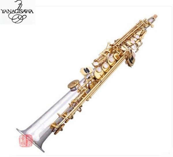 

quality soprano saxophone yanagisawa s9930 bb silverplated soprano straight gold key sax professional musical instruments 9520992