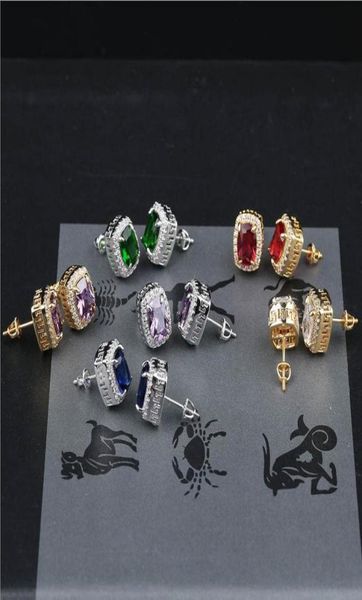 

earrings stud jewelry street fashion multicolor bling zircon earrings luxury royal personality hip hop earrings for men women ler03637299, Golden;silver