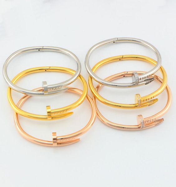 

designer nail bracelet cuff bangle for women men gold silver stainless steel wedding party love bracelet jewelry size 16 197869347, Black