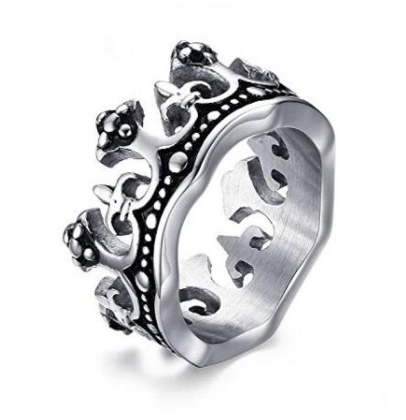 

wedding ring mens stainless steel vintage crown ring for wedding band promise engagement us size 8129599703, Slivery;golden