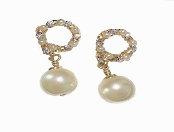 

c106 fashion designer stud have stamp pearl earrings with diamond 925 silver needle gift yamalang24049616, Golden;silver