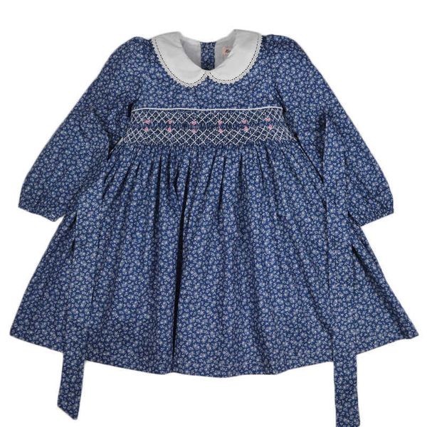 

girl's dresses kids girls long sleeve dress 2023 smocked dresses for little girl elegant princess vintage floral dress autumn children, Red;yellow