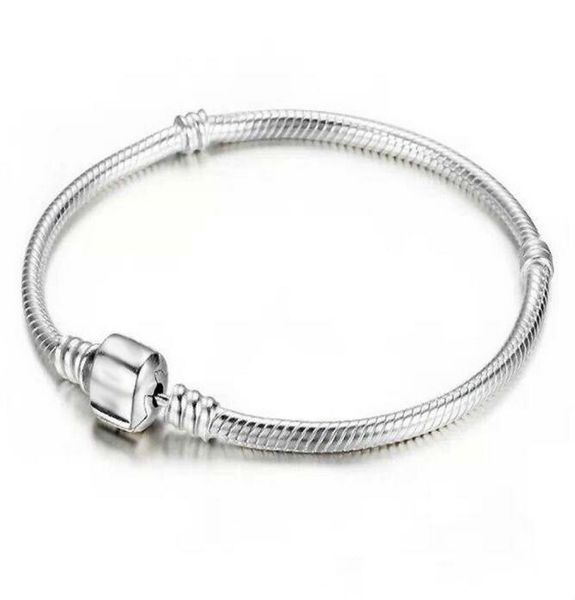 

low price factory wholesale 925 sterling silver bracelets 3mm chain fit p charm bead bangle bracelet jewelry gift for men women8710294, Golden;silver