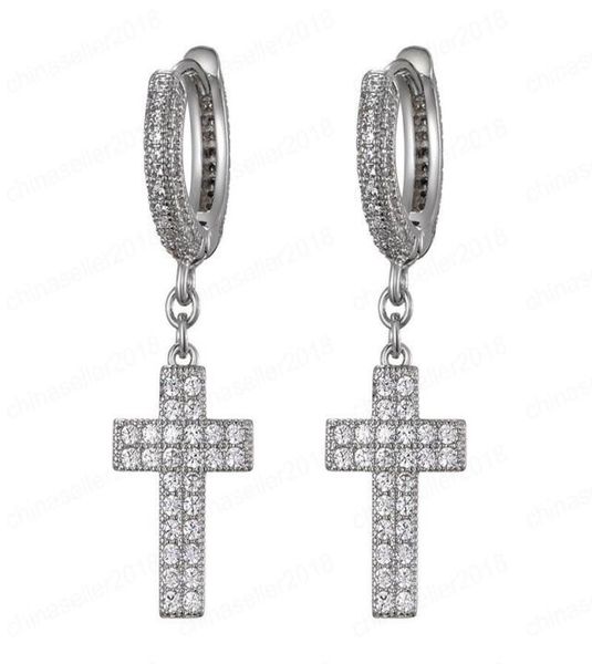 

gold silver colors ice out cz cubic cross earrings for girls women hip hop jewlery nice gift for friend4622634
