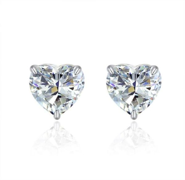 

fashion 925 sterling silver stud earrings cute heart shaped sterling sliver stud earrings for women accessories42923162131704, Golden;silver