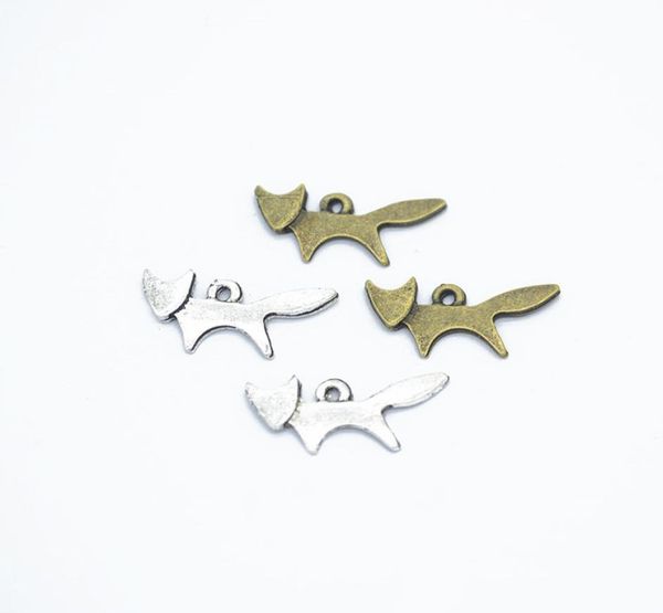 

100pcspack fox charms diy jewelry making pendant fit bracelets necklaces earrings handmade crafts silver bronze charm9830348, Bronze;silver
