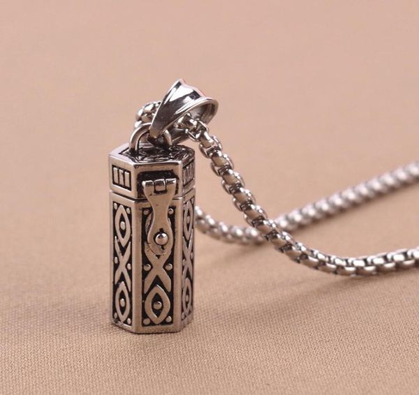 

titanium vintage ash box pendant jewelry pet urn cremation memorial keepsake openable put in ashes holder capsule chain necklace1743520, Silver