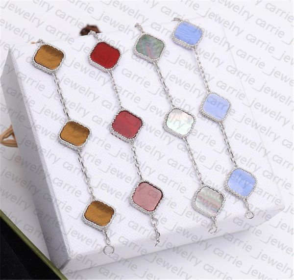 

designer bracelets classic clover bracelet fashion five flower for man woman gold silver optional 18 color 737505, Golden;silver