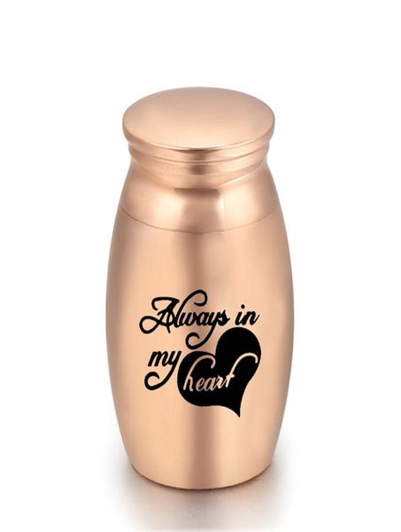 

memorial mini cremation waterproof urn for ashes stainless steel small funeral keepsake urn always in my heart25x16mm3449190, Silver