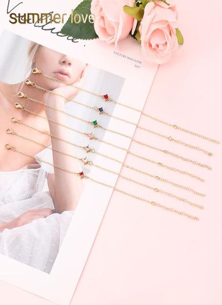 

fashion square cz zircon charm bracelets for women girl dainty gold chain adjustable friendship bracelets party jewelry christmas 1501011, Golden;silver