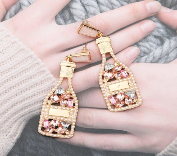 

beaded champagne bottle earrings for women men handmade drop dangle earring birthday holiday parties gifts3752100, Silver