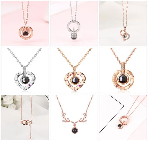 

100 languages i love you necklace for women i love you necklace memory projectors necklace gift sterling silver chain6076975