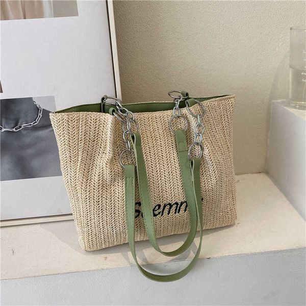 

straw bag women's large capacity new versatile shoulder bag summer weaving small class commuting tote bag