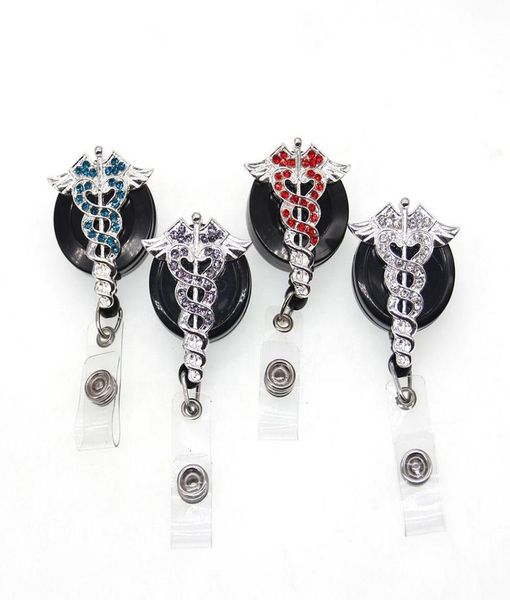 

whole key rings rhinestone nurse medical doctor symbol cossing with two wings id badge reel5263647, Slivery;golden
