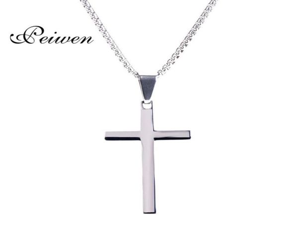 

pendant necklaces jesus cross necklace for men women stainless steel box chains christian crucifix silver color lucky prayer jewel5953171