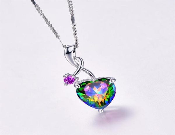 

beautiful 925 silver plated rainbow mystic z heart pendant necklace womens engagemant wedding party gift daily wear jewelry6525232