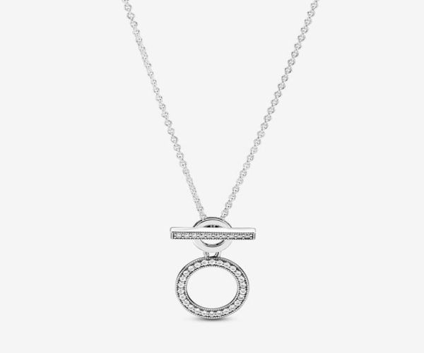 

100 925 sterling silver double hoop tbar necklace fashion women wedding engagement jewelry accessories for gift2466799