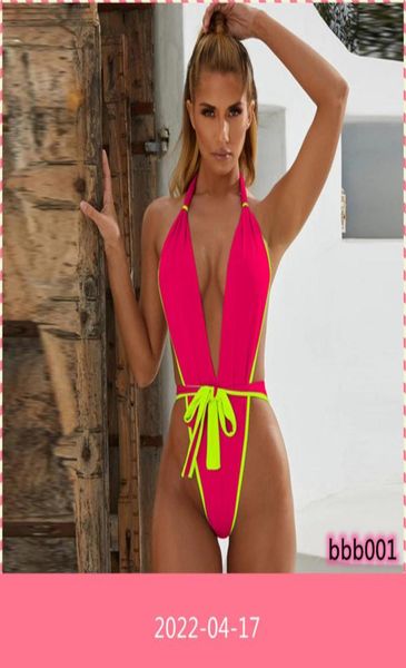 

bandage swimwear women one piece swimsuit 2021 new deep v bodysuit swi2262595