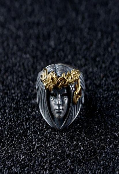 

925 silver vintage silver and copper combination craft ring whole male open statue god thai silver ring anniversary day gift u2594067