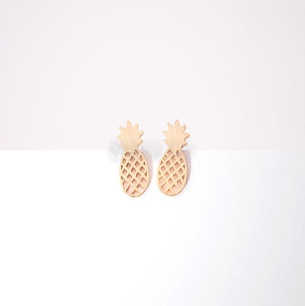 

fashion pineapple stud earrings personality fruit stud earrings hand dull surface stud earrings whole 1033290, Golden;silver