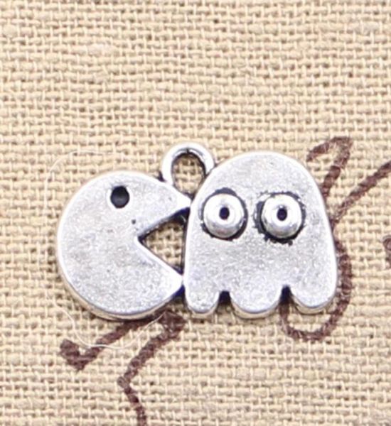 

120pcs charms pac man retro 80039s arcade game 1911mm antique making pendant fitvintage tibetan silverdiy bracelet necklace2278371, Bronze;silver