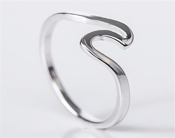 

plated silver wave ring fashion summer beach wave rings for women size 5 6 7 8 9 10 125 u21556173