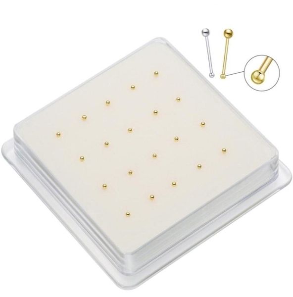 

20pcsbox 10mm12mm dainty tiny ball nose studs piercing jewelry pircing nariz nez joyera cuerpo 2202245373564, Silver
