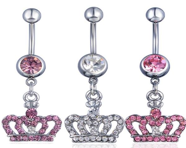 

d0370 crown belly navel button ring mix colors01234568685110, Silver