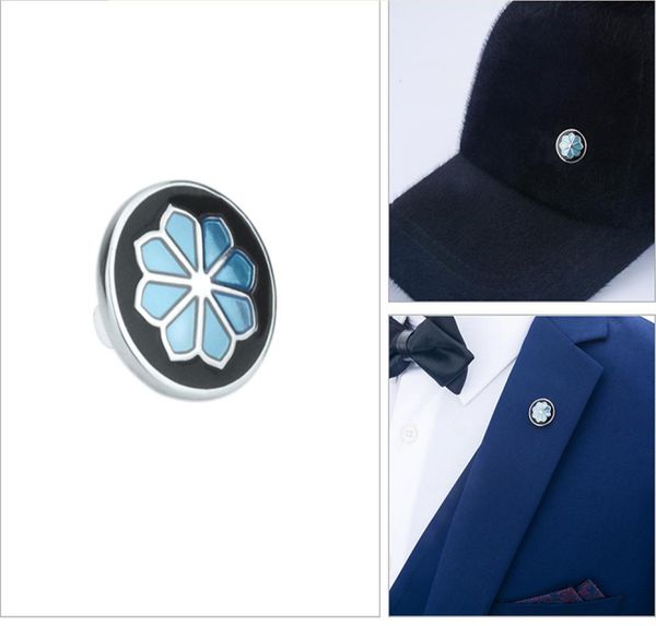 

savoyshi blue black enamel flower shape man lapel pin brooches pins fine gift for men brooches collar party engagement jewelry4940763, Gray
