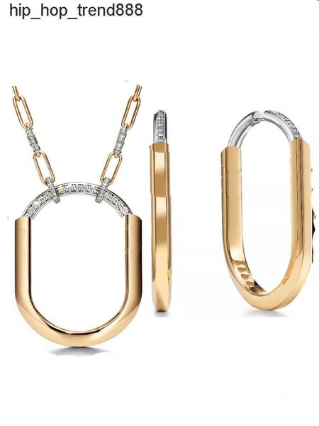 

luxury lock u necklace bracelet earring ring and set designer for women with diamonds fashion gold rose gold titanium steel jewelry never fa, Silver