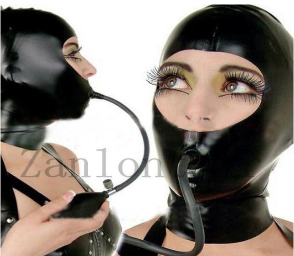 

2017 products exotic lingerie handmade latex mouth inflatable gag hoods mask cekc fetish9557748, Black