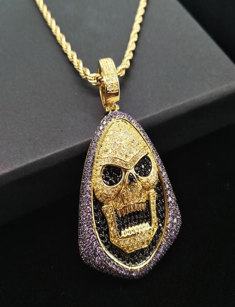 

gold bling purple black diamond skeleton pendant mens chain necklace hip hop iced out cubic zirconia balentine day jewelry gifts f9940140, Silver