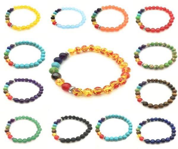 

beaded stretch bracelet lava turquoise amber jade jewelry chakra healing crystal point bead bracelet infinity natural stone crysta3514118, Black